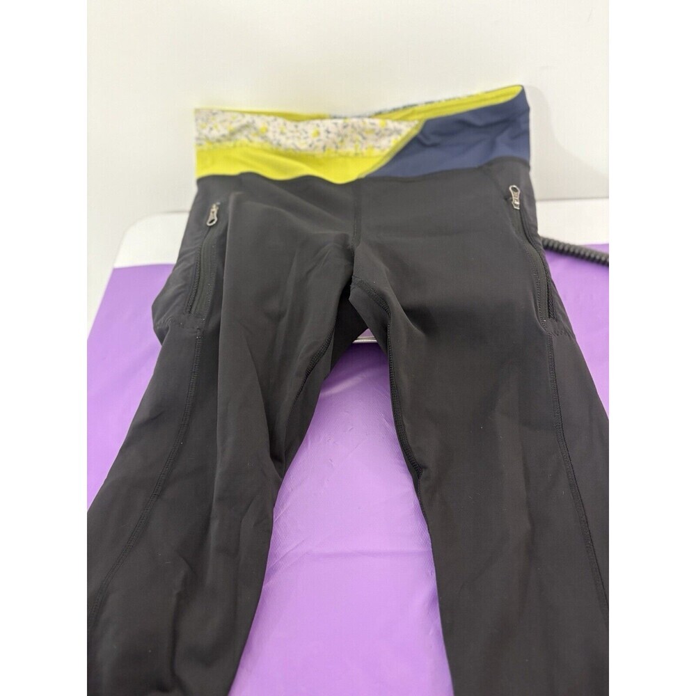 Lululemon Run Inspire Leggings Mesh Black Zip Pockets‎ Women’s Sz 6